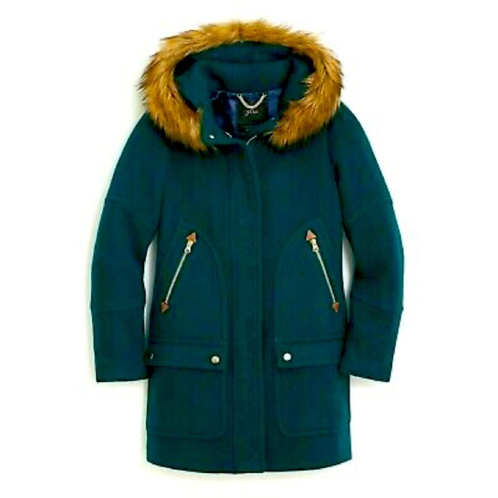 NWOT Chateau parka in Italian stadium-cloth wool midnight green SIZE 4